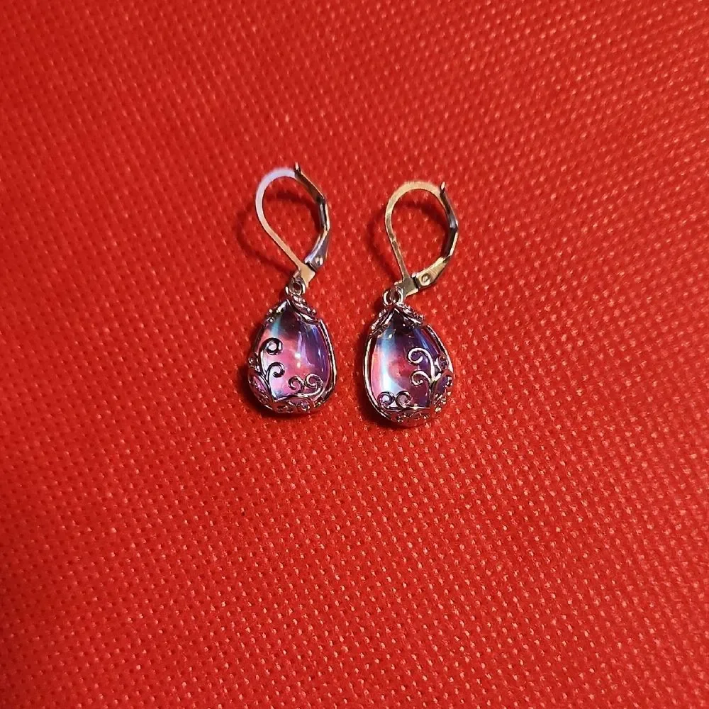 Purple Teardrop Earrings - Picture 1 of 4